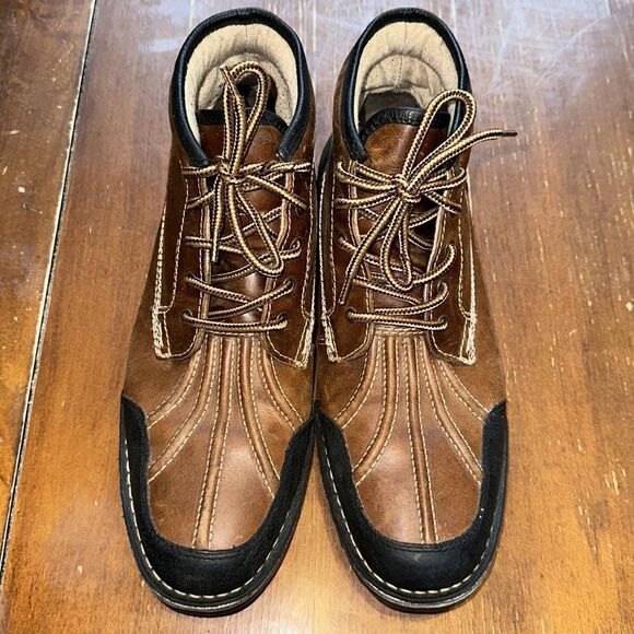 Steve Madden 11 Cognac Brown Black Genuine Leather Oricl 247 Lace up Boots - Picture 9 of 10